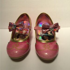 Disney Pink Princess Glitter Shoes with Gold Trim
